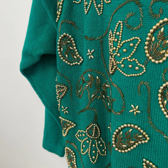 Studio Collection Womens Size Medium Vintage 90s 80s Beaded Sweater Blouse Top - Picture 7 of 9